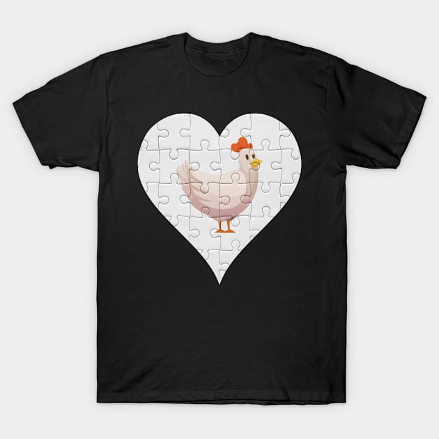 Jigsaw  Hen Heart Design - Farm Animals Hen T-Shirt by giftideas